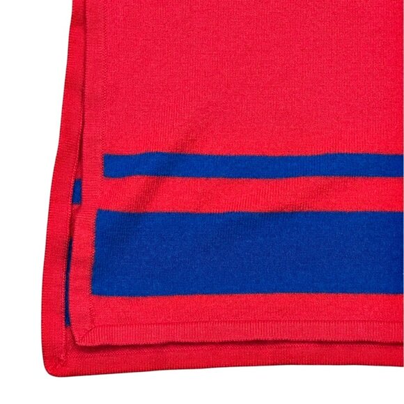 Draper James Womens Sweater Cape Poncho OS One Size Red Blue Wool Blend Nautical - Picture 5 of 11